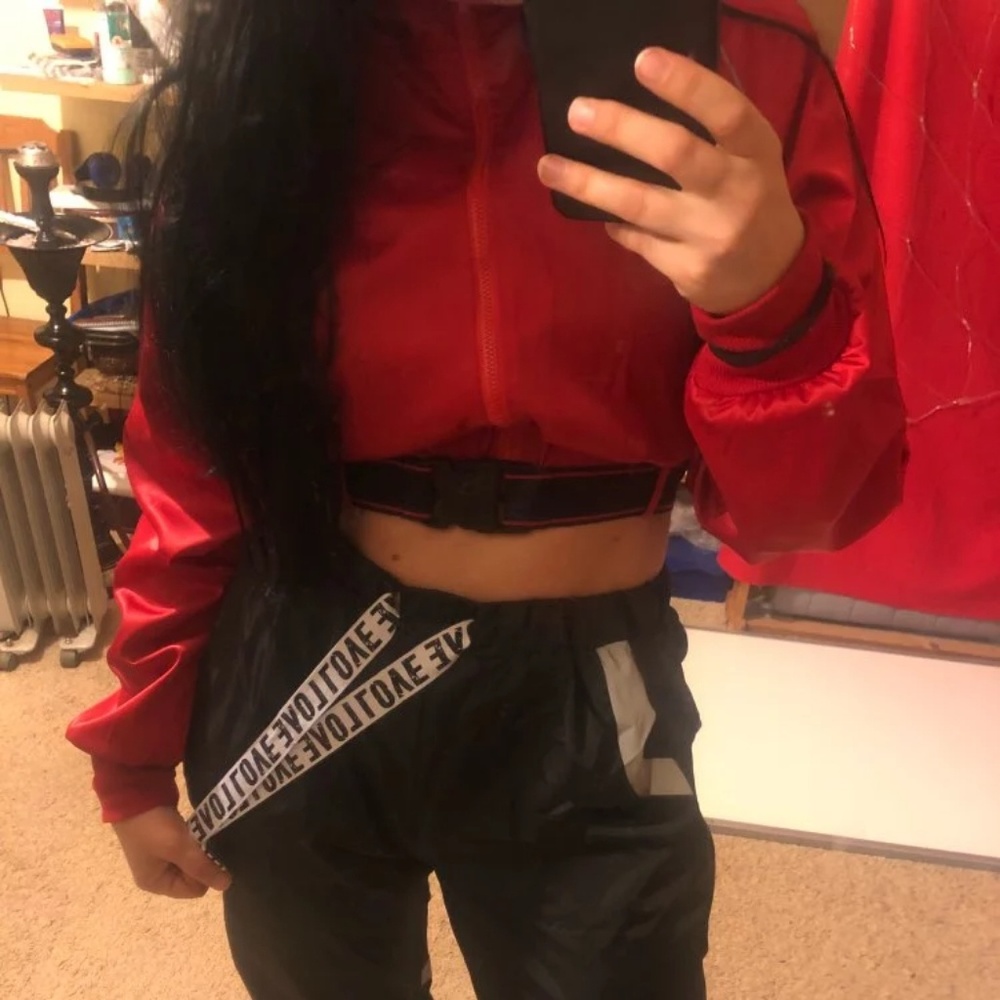 1 LEFT HP - Satin Reflective Cropped Bomber Jacket - Picture 7 of 8